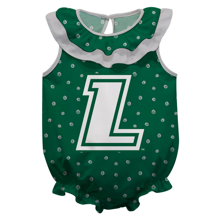 Loyola Maryland Greyhounds Swirls Green Sleeveless Ruffle Onesie Logo Bodysuit