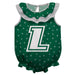 Loyola Maryland Greyhounds Swirls Green Sleeveless Ruffle Onesie Logo Bodysuit