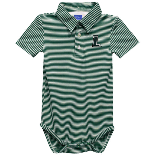 Loyola University Maryland Greyhounds Embroidered Hunter Green Pencil Stripe Knit Polo Onesie