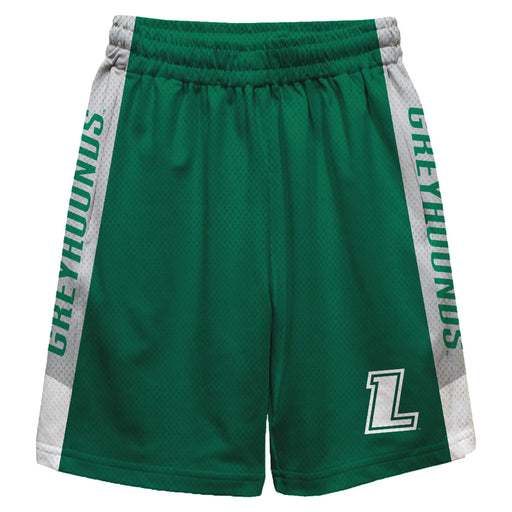 Loyola Maryland Greyhounds Vive La Fete Game Day Green Stripes Boys Solid Gray Athletic Mesh Short