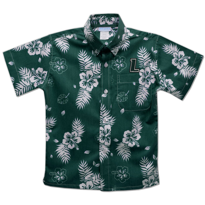 Loyola University Maryland Greyhounds Hunter Green Hawaiian Short Sleeve Button Down Shirt