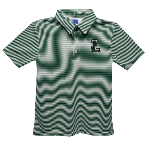 Loyola Maryland Greyhounds Embroidered Hunter Green Stripes Short Sleeve Polo Box Shirt