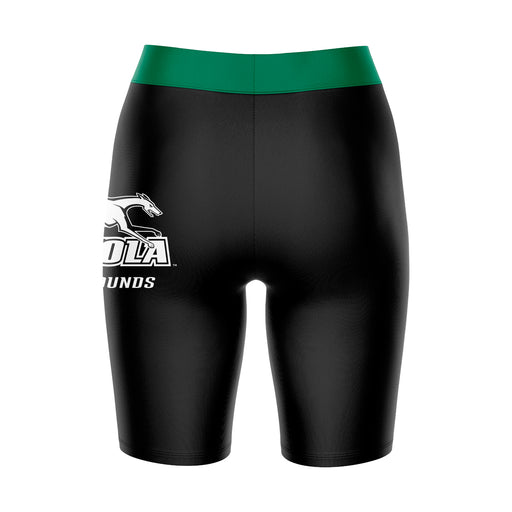 Loyola Maryland Greyhounds Vive La Fete Game Day Logo on Thigh and Waistband Black and Green Women Bike Short 9 Inseam - Vive La Fête - Online Apparel Store