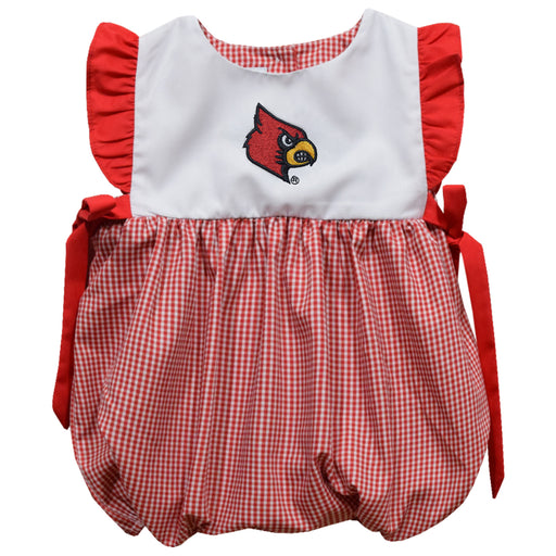 University of Louisville Cardinals Embroidered Red Cardinal Gingham Girls Bubble