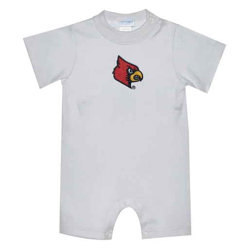 University of Louisville Cardinals Embroidered White Knit Short Sleeve Boys Romper