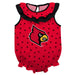 University of Louisville Cardinals Swirls Red Sleeveless Ruffle Onesie Logo Bodysuit