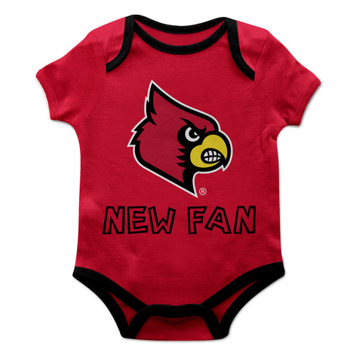 University of Louisville Cardinals Vive La Fete Infant Game Day Red Short Sleeve Onesie New Fan Logo and Mascot Bodysuit
