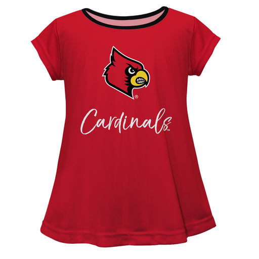 University of Louisville Cardinals Vive La Fete Girls Game Day Short Sleeve Red Top with School Logo and Name