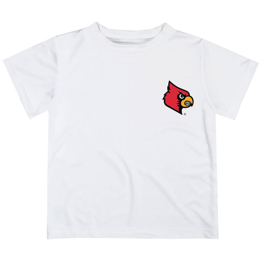 University of Louisville Cardinals Hand Sketched Vive La Fete Impressions Artwork Boys White Short Sleeve Tee Shirt