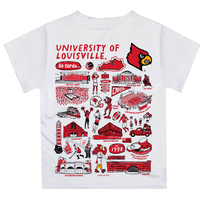 University of Louisville Cardinals Hand Sketched Vive La Fete Impressions Artwork Boys Black Short Sleeve Tee Shirt - Vive La Fête - Online Apparel Store