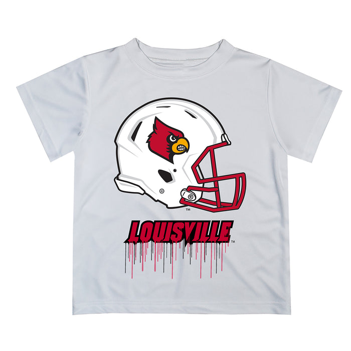 University of Louisville Cardinals Original Dripping Football Helmet White T-Shirt by Vive La Fete