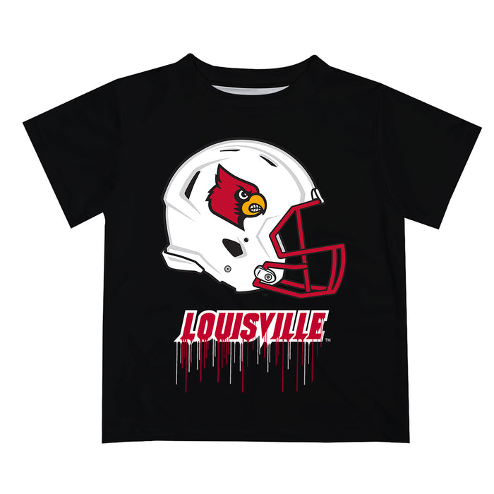 University of Louisville Cardinals Original Dripping Football Helmet Black T-Shirt by Vive La Fete