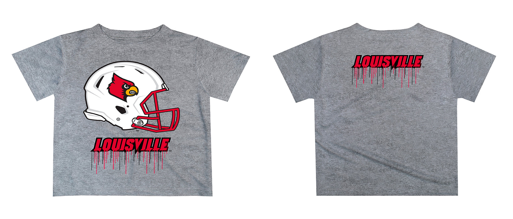 University of Louisville Cardinals Original Dripping Football Helmet T-Shirt by Vive La Fete - Vive La Fête - Online Apparel Store