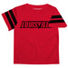 University of Louisville Cardinals Vive La Fete Boys Game Day Red Short Sleeve Tee with Stripes on Sleeves