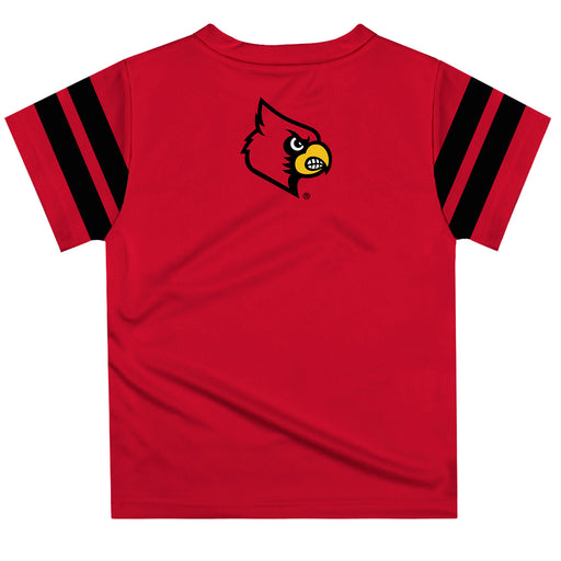 University of Louisville Cardinals Vive La Fete Boys Game Day Red Short Sleeve Tee with Stripes on Sleeves - Vive La Fête - Online Apparel Store