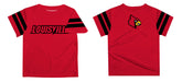 University of Louisville Cardinals Vive La Fete Boys Game Day Red Short Sleeve Tee with Stripes on Sleeves - Vive La Fête - Online Apparel Store