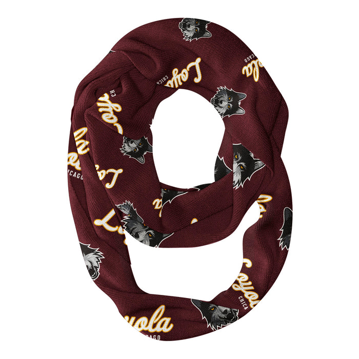 Loyola Ramblers LUC Vive La Fete Repeat Logo Game Day Collegiate Women Light Weight Ultra Soft Infinity Scarf