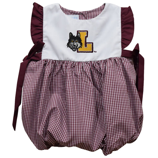 Loyola University Chicago Ramblers Embroidered Maroon Gingham Girls Bubble