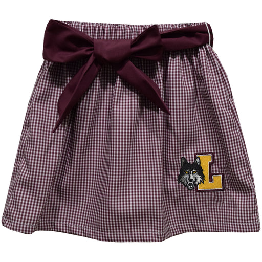 Loyola University Chicago Ramblers Embroidered Maroon Gingham Skirt With Sash