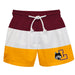 Loyola Ramblers LUC Vive La Fete Maroon White Gold Stripes Swimtrunks V1