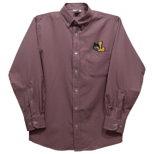 Loyola University Chicago Ramblers Embroidered Maroon Gingham Long Sleeve Button Down