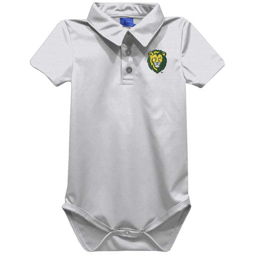 Southeastern Louisiana Lions Embroidered White Solid Knit Boys Polo Bodysuit