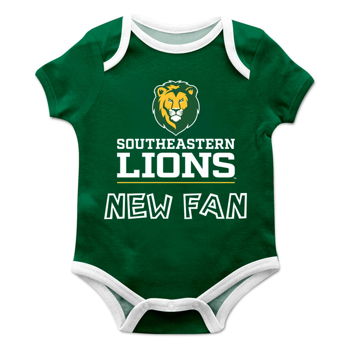Southeastern Louisiana Lions Vive La Fete Infant Game Day Green Short Sleeve Onesie New Fan Logo and Mascot Bodysuit