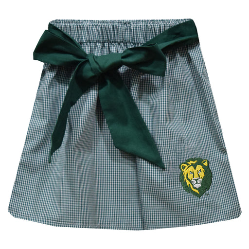 Southeastern Louisiana Lions Embroidered Hunter Green Gingham Skirt With Sash