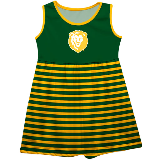 Southeastern Louisiana Lions Vive La Fete Girls Game Day Sleeveless Tank Dress Solid Green Logo Stripes on Skirt