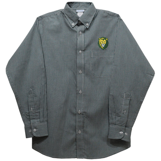 Southeastern Louisiana Lions Embroidered Hunter Green Gingham Long Sleeve Button Down