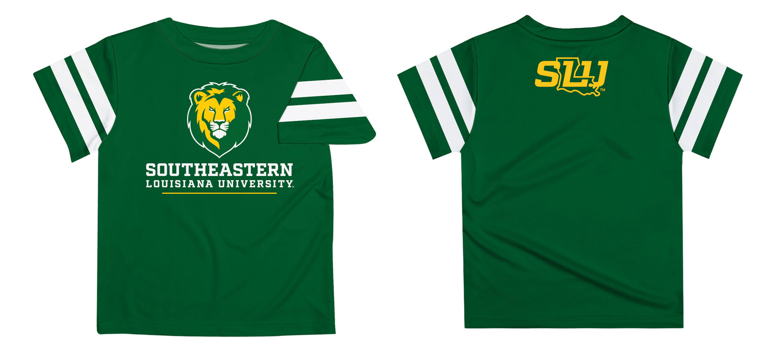 Southeastern Louisiana Lions Vive La Fete Boys Game Day Green Short Sleeve Tee with Stripes on Sleeves - Vive La Fête - Online Apparel Store