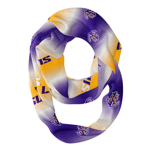 LSU Shreveport LSUS Pilots Vive La Fete All Over Logo Game Day Collegiate Women Ultra Soft Knit Infinity Scarf