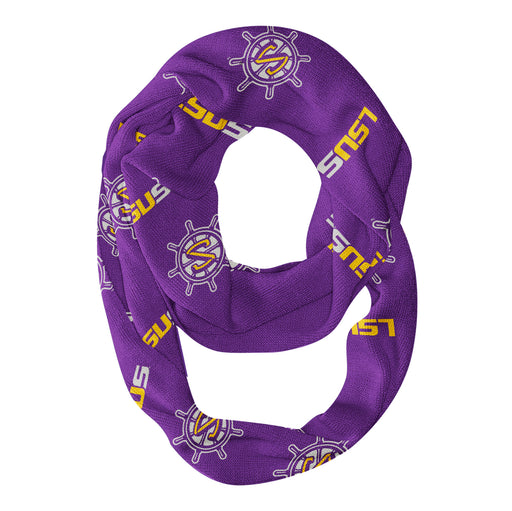 LSU Shreveport LSUS Pilots Vive La Fete Repeat Logo Game Day Collegiate Women Light Weight Ultra Soft Infinity Scarf
