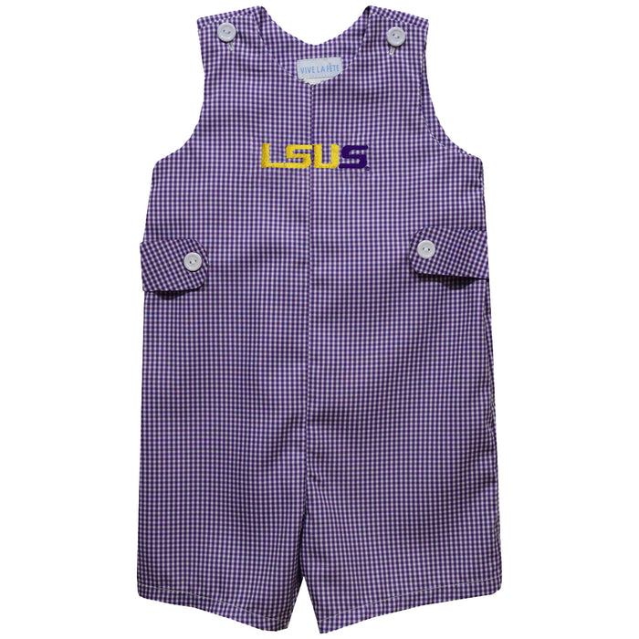LSU Shreveport LSUS Pilots Embroidered Purple Gingham Boys Jon Jon