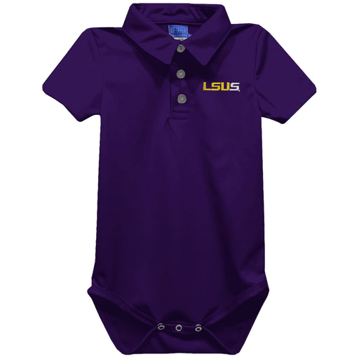 LSU Shreveport LSUS Pilots Embroidered Purple Solid Knit Polo Onesie