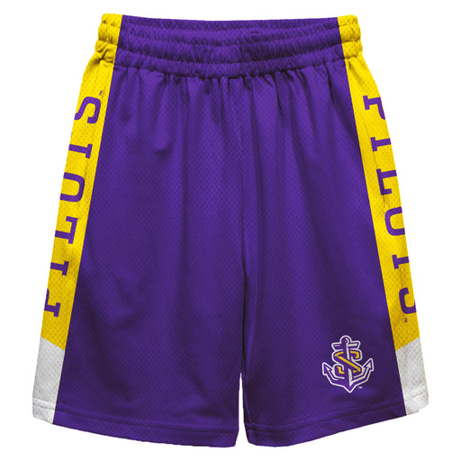 LSU Shreveport LSUS Pilots Vive La Fete Game Day Purple Stripes Boys Solid Gold Athletic Mesh Short