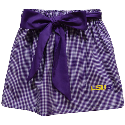 LSU Shreveport LSUS Pilots Embroidered Purple Gingham Skirt With Sash
