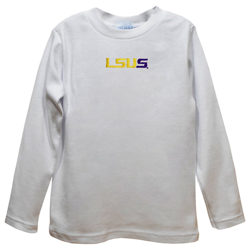 LSU Shreveport Pilots LSUS Embroidered White Long Sleeve Boys Tee Shirt
