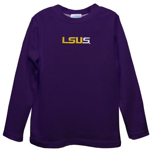 LSU Shreveport LSUS Pilots Embroidered Purple Long Sleeve Boys Tee Shirt