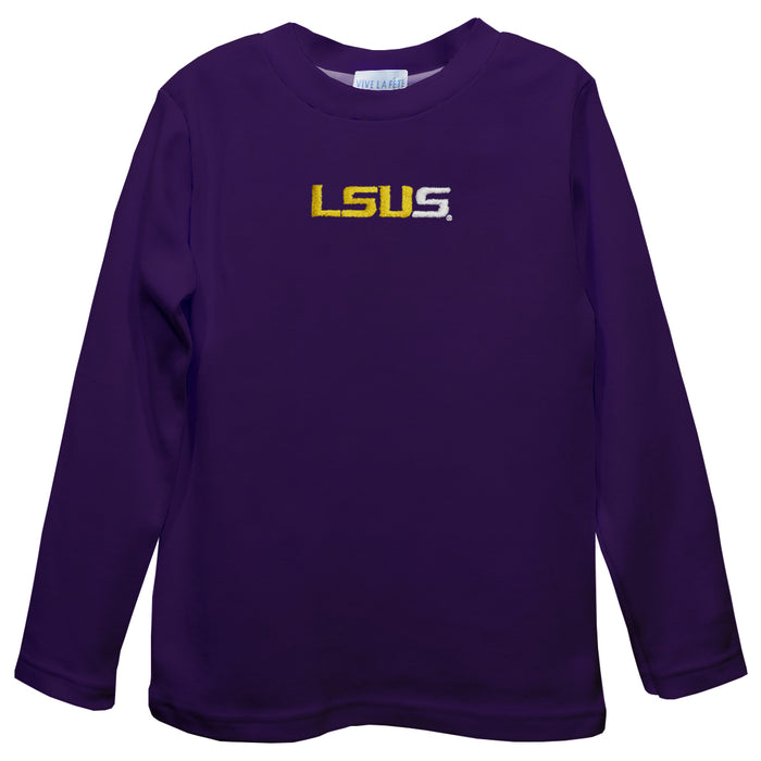 LSU Shreveport LSUS Pilots Embroidered Purple Long Sleeve Boys Tee Shirt