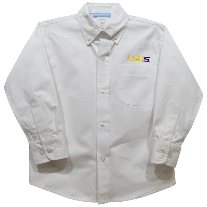 LSU Shreveport LSUS Pilots Embroidered White Long Sleeve Button Down Shirt