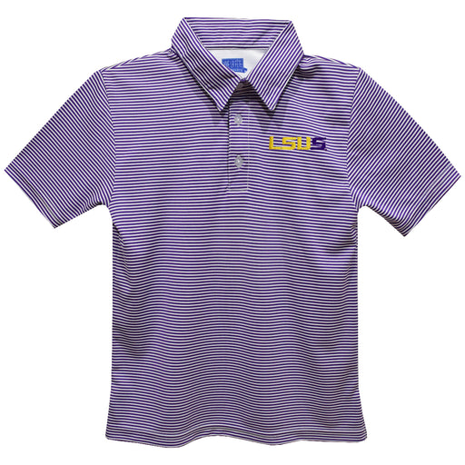 LSU Shreveport LSUS Pilots Embroidered Purple Stripes Short Sleeve Polo Box Shirt