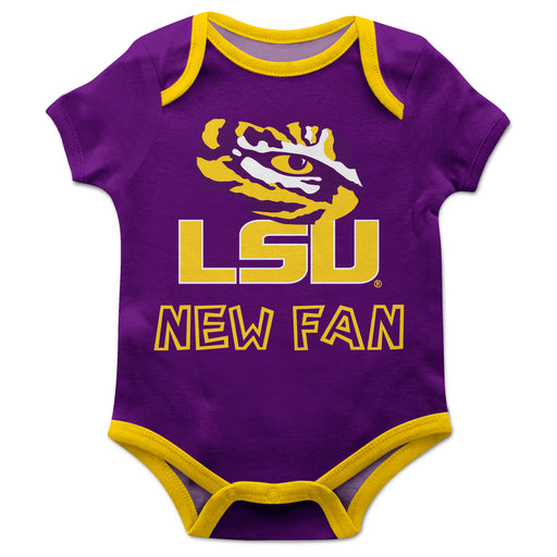 LSU Tigers Vive La Fete Infant Game Day Purple Short Sleeve Onesie New Fan Logo and Mascot Bodysuit