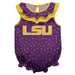 LSU Tigers Swirls Purple Sleeveless Ruffle Onesie Logo Bodysuit