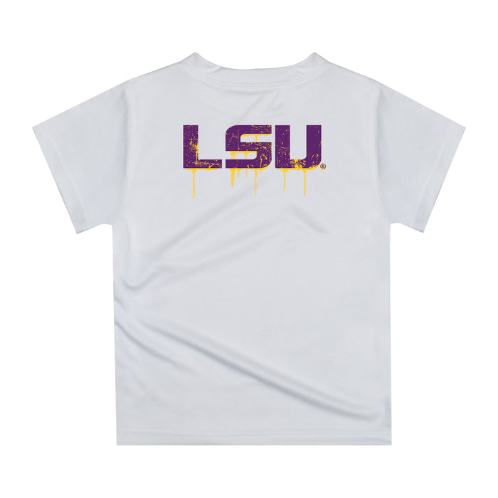 Louisiana State Tigers Original Dripping Football Helmet White T-Shirt by Vive La Fete - Vive La Fête - Online Apparel Store
