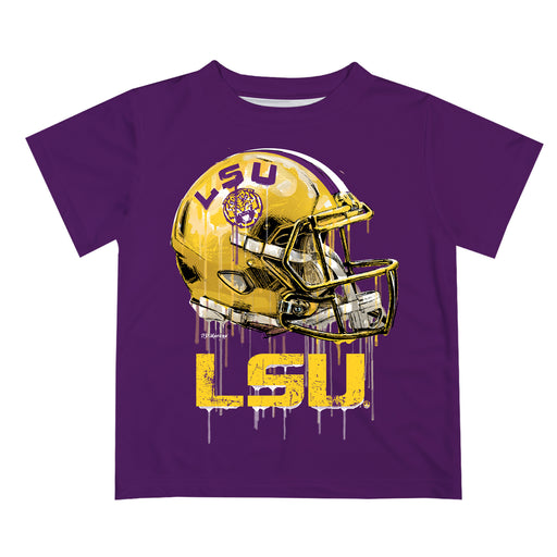 Louisiana State Tigers Original Dripping Football Helmet Purple T-Shirt by Vive La Fete