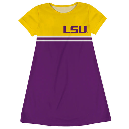 LSU Tigers Purple And Gold Short Sleeve A Line Dress - Vive La Fête - Online Apparel Store