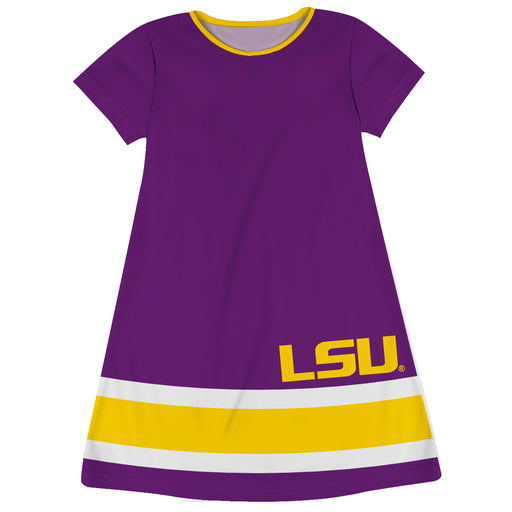 LSU Tigers Purple Short Sleeve A Line Dress - Vive La Fête - Online Apparel Store
