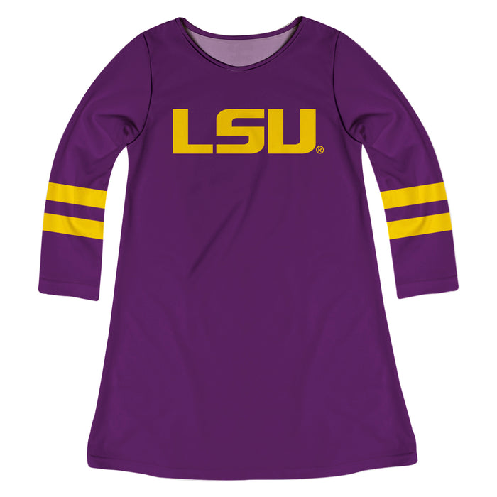 LSU Tigers Purple And Gold Long Sleeve A Line Dress