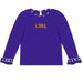 LSU Emb Kinit Purple Ruffle Girls Tee Long Sleeve - Vive La Fête - Online Apparel Store